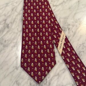 Salvatore Ferragamo Burgundy Floral Tie